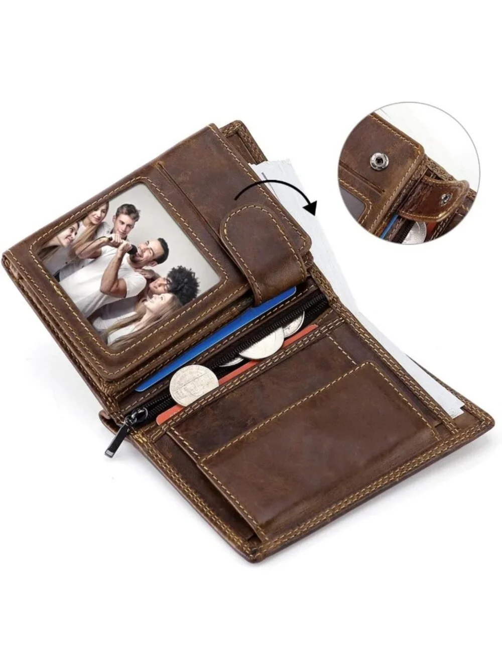 RFID Blocking Leather Wallet for Men | Trifold Billfold, 10 Card Slots, Coin